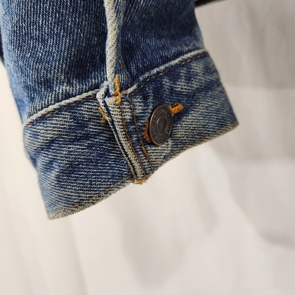 90s Vtg MOLSON CANADIAN ROCKS Denim Jacket Removable Tribal Pattern Lining sz XL - Picture 4 of 10